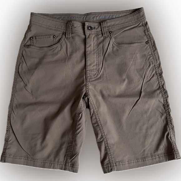 prAna Breathe Shorts Size Flat Front 32W x 11L Mud (Olive / Brown) RN124977 - Picture 3 of 16